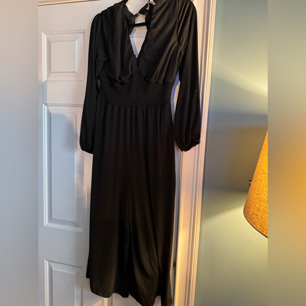 Anthropologie black cropped romper.